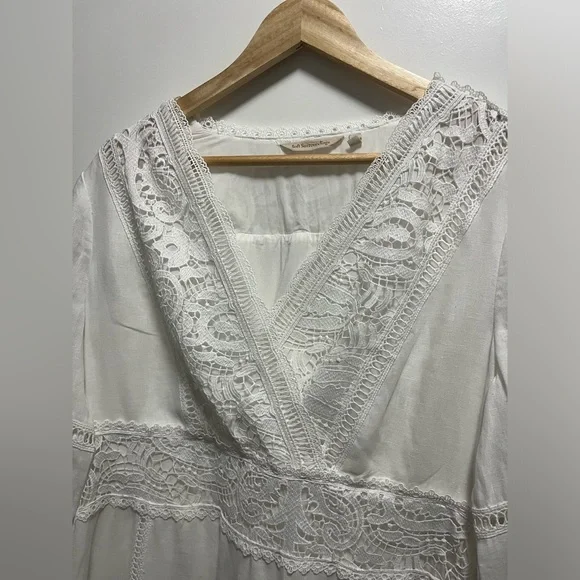 NWOT Soft Surroundings Araminta White Linen and Lace Maxi Dress Women’s Size 12 - Picture 3 of 10